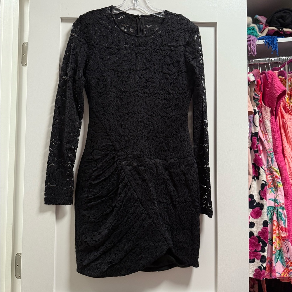 Elegant Black Lace Illusion Dress